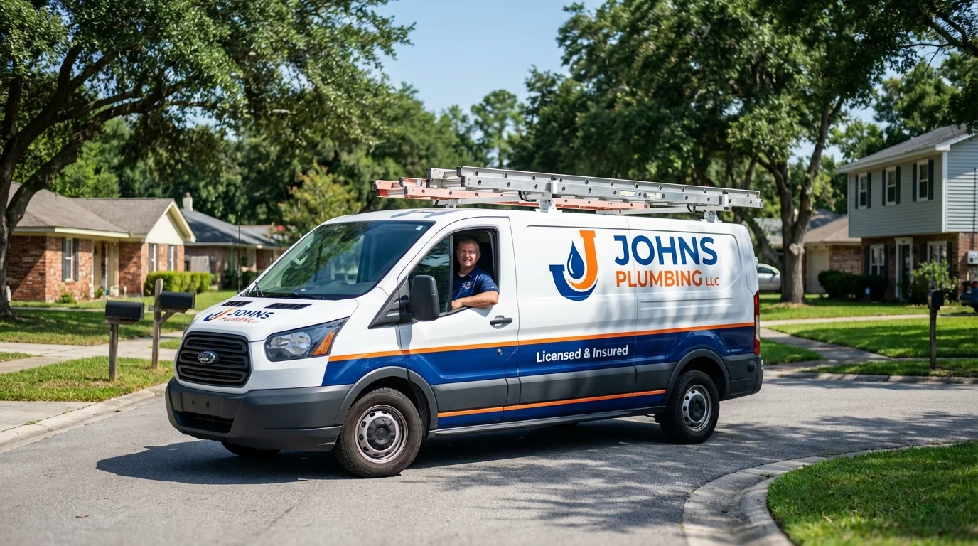 Johns Plumbing LLC service van in Calhoun, GA