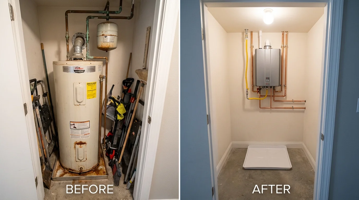 Tank water heater versus wall-mounted tankless unit comparison for Calhoun, GA homeowners